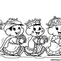 Desenho de Reis Magos da Turma da Monica para colorir