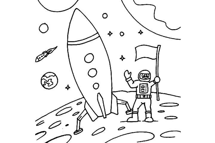 desenho de astronauta e ufo para colorir para crianças 10993616