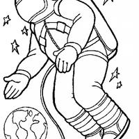 Desenho de Astronauta no espaço para colorir