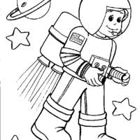Desenho de Astronauta viajando ao espaço para colorir