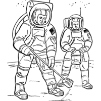 Desenho de Astronautas em outro planeta para colorir