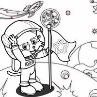 Desenho de Gatinha astronauta para colorir