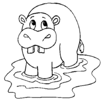 Desenho de Hipopótamo com vergonha para colorir