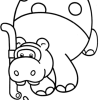 Desenho de Hipopótamo mergulhador para colorir
