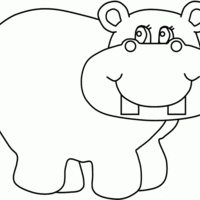 Desenho de Hipopótamo no lago para colorir