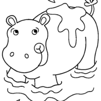 Desenho de Hipopótamo sujo para colorir
