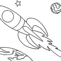 Desenho de Foguete no espaço para colorir