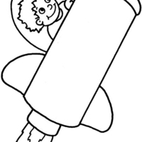 Desenho de Menino no foguete para colorir