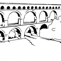 Desenho de Aqueduto romano para colorir