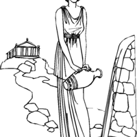 Desenho de Fonte romana para colorir