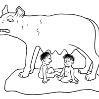 Desenho de Rômulo e Remo para colorir