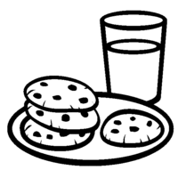 Desenho de Copo de leite e biscoitos para colorir