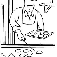 Desenho de Cozinheiro preparando hambúrguer para colorir