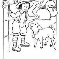 Desenho de Menino pastor e carneiro para colorir
