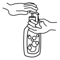 Desenho de Mãos pegando sabonete líquido para colorir