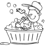 Desenho de Menino tomando banho para colorir