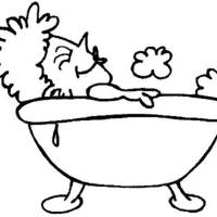 Desenho de Mulher na banheira para colorir