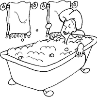 Desenho de Mulher na banheira de hidromassagem para colorir