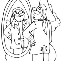 Desenho de Pirata se olhando no espelho para colorir