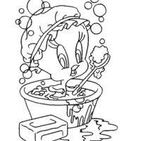 Desenho de Piu Piu na banheira para colorir