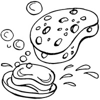 Desenho de Saboneteira e esponja de banho para colorir