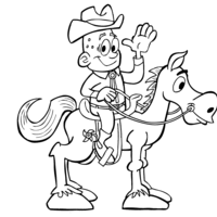 Desenho de Cavalo e cowboy para colorir