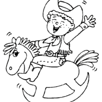 Desenho de Menino brincando de cowboy para colorir