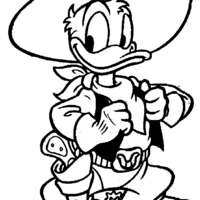 Desenho de Pato Donald cowboy para colorir