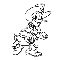 Desenho de Pato Donald no velho oeste para colorir