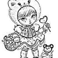 Desenho de Boneca Jolie com capuz de ursinho para colorir