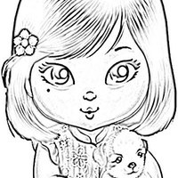 Desenho de Júlia e seu cachorrinho para colorir