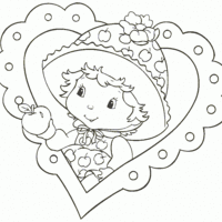 Desenho de Maçãzinha e coração para colorir