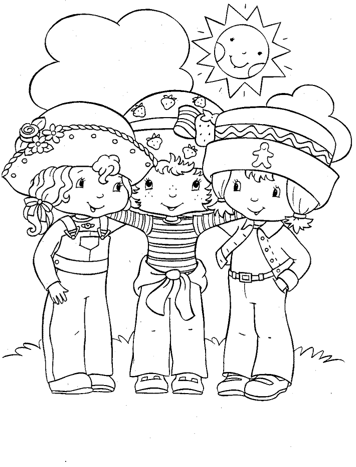 Desenho de Abraço de amigas para colorir - Tudodesenhos