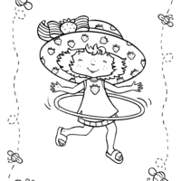 Desenho de Moranguinho brincando bambolê para colorir