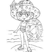 Desenho de Moranguinho brincando na praia para colorir