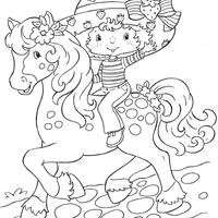 Desenho de Moranguinho a cavalo para colorir