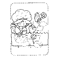 Desenho de Moranguinho cuidando da plantação de morango para colorir