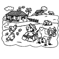Desenho de Chico Bento na fazenda para colorir