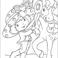 Desenho de Moranguinho e cavalo Pão de Mel para colorir