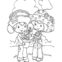 Desenho de Moranguinho e Laranjinha para colorir
