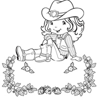 Desenho de Moranguinho cowboy para colorir