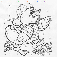 Desenho de Colorir com números - patos para colorir