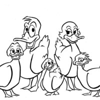 Desenho de Família de patos para colorir