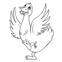 Desenho de Pato com asas abertas para colorir