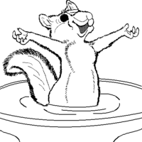 Desenho de Esquilo cantando para colorir