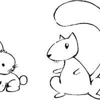 Desenho de Esquilo e coelhinho para colorir