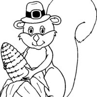 Desenho de Esquilo e milho para colorir