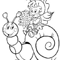 Desenho de Caracol carregando menina para colorir