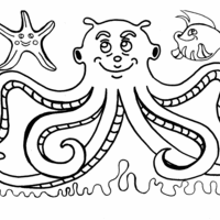 Desenho de Polvo e amigos do mar para colorir