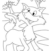 Desenho de Raposa no bosque para colorir